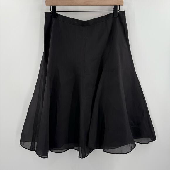 BANANA REPUBLIC Skirt SZ 4 100% Silk Black Knee Length Classic Work Holiday NWT - Picture 2 of 12